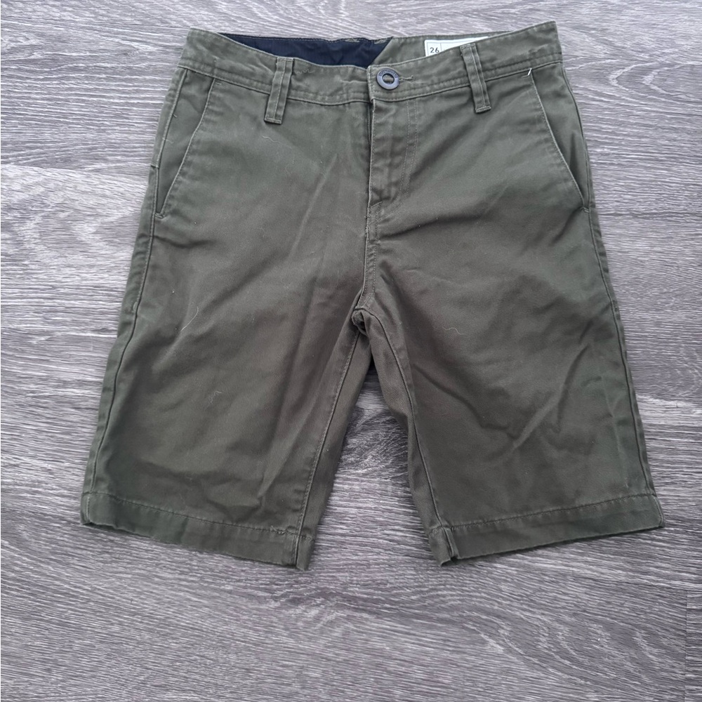 Volcom Dark Green Flat Front Shorts size 26